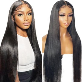 Eool Straight 24 Inch 9 x 6 Max Part HD Lace Front Real Human Hair Wig 200% Density Wear And Go Glueless 12A 100% Human Hair Wigs for Black Women Pre Plucked Pre Cut Friendly To Beginners (61 cm)