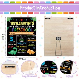 First Day of School Sign Back to School Supplies Dinosaur 9×12 Chalkboard Sign with Stand Hanging Wooden Sign Back to School Photo Prop Commemorate Supplies