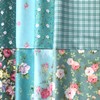 BIKHYY 8 Pieces 18X22 inches Blue Green Floral Cotton Fabric