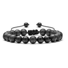 MADIOLA Pulseras para Hombre o Mujer de Piedras Naturales, Pulseras para Parejas de Piedras de Ojo de Tigre, Chakras, Lava Volcánica, Howlita, Agata, Ónix - Ajustables