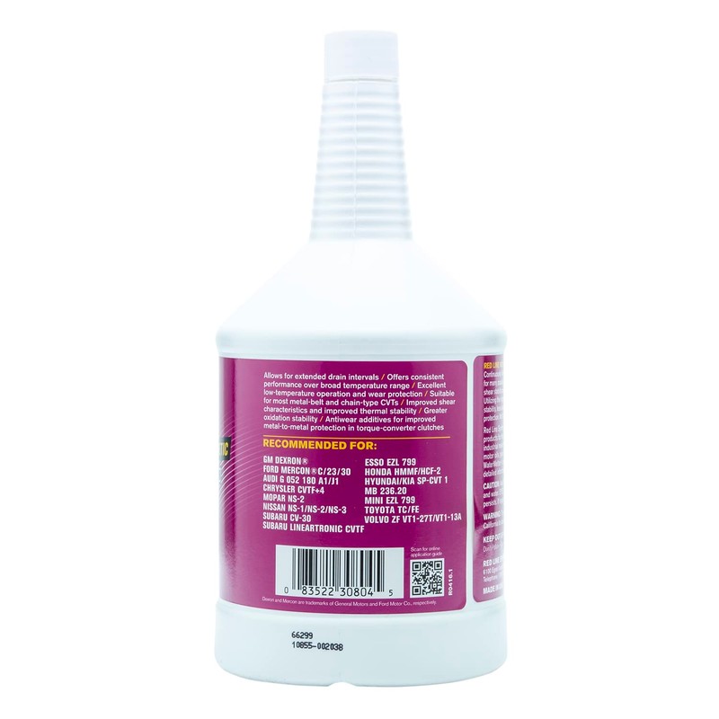 Red Line 30804 Synthetic Non-Slip Continuously Variable Transmission Fluid (CVT)