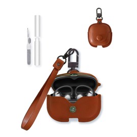 Case for SHOKZ OpenDots ONE Earbuds,Stylish Retro Soft Protective,BOVUGAC Premium PU Leather Case Cover with Cleaning Kit & Lanyard for SHOKZ OpenDots ONE Accessories-Brown