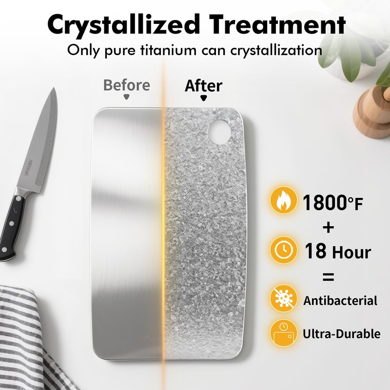 Titanium Cutting Board, 100% Pure Titanium Chopping Board for Kitchens,