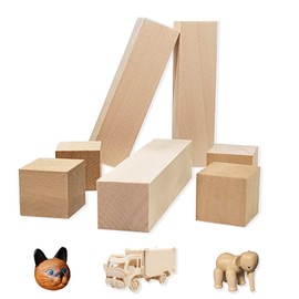 7Pcs Basswood Carving Blocks, 2 Size Smooth Unfinished Wood Blocks,DIY Wood Carving Kit,Shaping,Painting Creative Wood Art Craft,Natural Whittling Blocks for Carving Beginners and Professional