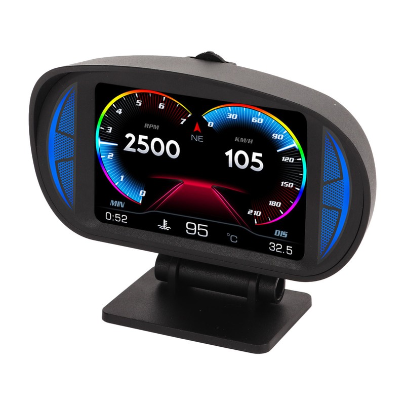 Car HUD Display OBD2 GPS Mode with Inclinometer Compass Speed