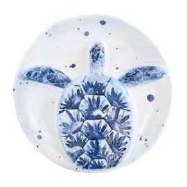 UPware 13.75 Inch Melamine Serving Platter Round Platter BPA-Free Large Platter for Charcuterie, Food, Fruit, Snack, and Dessert (Indigo Sea Turtle)