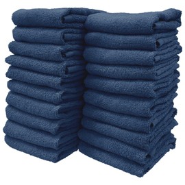 8 Year Towel, Hand Towel, 13.4 x 13.8 inches (34 x 35 cm), 100% Cotton, Thin, Quick Drying, Highly Absorbent, Durable, No Bulk, Denim Blue, Set of 20