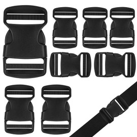 AUAUY Plastic Buckles Clips 38mm(8 Pcs), Side Release Buckles, Dual Adjustable Ends, Backpack Belt Buckle Replacement Buckles Clips for Backpack Repairing, Pet Collar, Webbing, Luggage Straps, Black