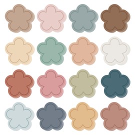 AnyDesign Boho Flower Cutouts with Glue Points 16 Colors Flower Shape Paper Cut-Outs Colorful Floral Cutting Bulletin Board Decor for Valentine's Day DIY Craft Art School Home Party Favor, 80Pcs