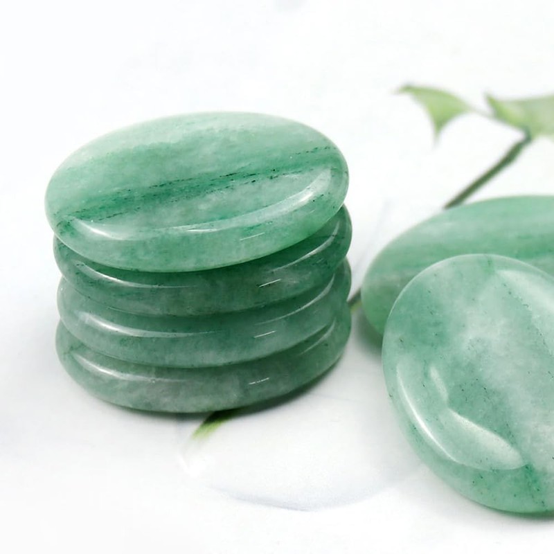LHYILSWQ 8Pcs Small Green Jade Cold Stone Hot Massage Stones