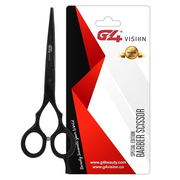 G4 Vision Professional Barber Hair Cutting Scissors 440c Steel Adjustable Tension Screw and Detachable Finger Rest Shears 6 Inches