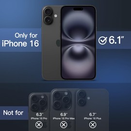 JETech JETech Matt Hlle fr iPhone 16 6,1 Zoll, Sto?fest Milit?rstandard FallSchutz, Mattierte Transluzente Rckseite Handyhlle, Anti-Fingerabdruck (Sturmblau)