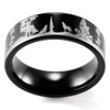 SHARDON Men's 8mm Black Tungsten Ring with Engraved Wolves in