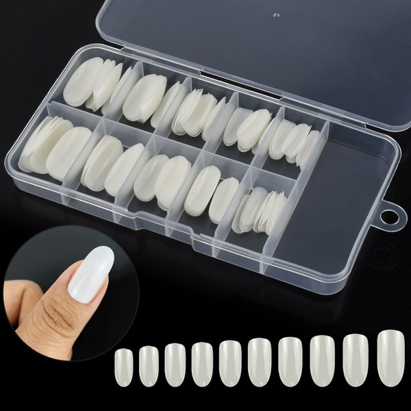 100 Pcs False Nail Tips with Storage Case-Full Cover Coffin
