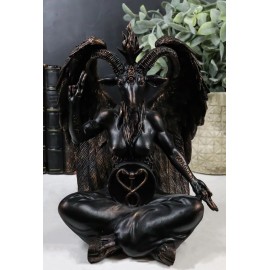 Pagan Occult Sabbatic Goat Idol Baphomet Sitting Meditation Figurine 8"H
