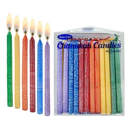 Rite Lite Natural Chanukah Candles, Pack of 45 Candles, Hanukkah Candles Bulk, Two Tone Hanukkah Candles for Menorah (Multi-Color - Rainbow)