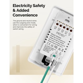 MOES Smart Double Light Switches, Matter-WiFi 2 Gang Single Pole Switch, Netural Wire Required, 2.4GHz Switch Combo Compatible with Alexa Google Assistant, Remote Control