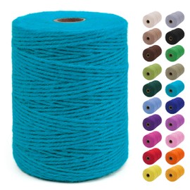 JeogYong 2mm Jute Twine String 656 Feet Natural Thick Garden Hemp for Crafts, Heavy Duty Outdoor, Gardening, Gift Wrapping, Plants, Packing Materials (Lake Blue)
