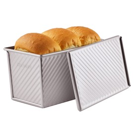 CHEFMADE Bread Mold, Good Heat Transfer, Bread Mold with Lid, Ripple Shape, Bakeware and Non-Stick Bread Case