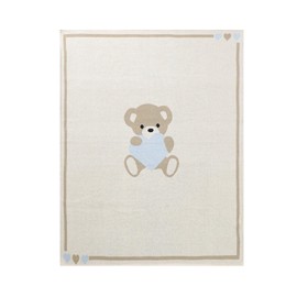 LAWKUL Baby Blanket 100% Cotton Cute Bear Receive Blanket Soft Wrap for Newborn Boys Girls 100 x 80 cm Beige
