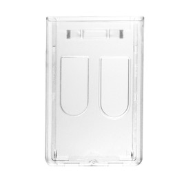 Karteo ID Card Holder for 2 Cards [Pack of 10] ID Card Holder Hard Plastic Vertical Transparent Card Case as Card Holder for ID Cards Service Cards