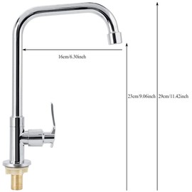 TOPINCN Water Tap Single Handle Deck Mount Faucet, Polished Chrome Finish, 360 Degree Swivel Design, Easy to Install, Suitable for Kitchen Sink