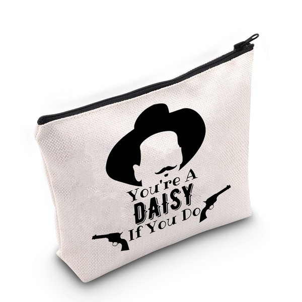 LEVLO Tomb Stone - Bolsa de cosméticos para películas, regalo con texto en inglés «You're a Daisy If You Do Up», bolsa con cierre para los fanáticos de las películas, You're a Daisy