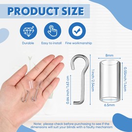 Ninehaoou 2 Set Wand Wire and Sleeve Collar for Horizontal Mini Blinds Wand Replacement with Hook Window Blind Repair Parts with 1 Inch Square Headrails for Horizontal Blinds