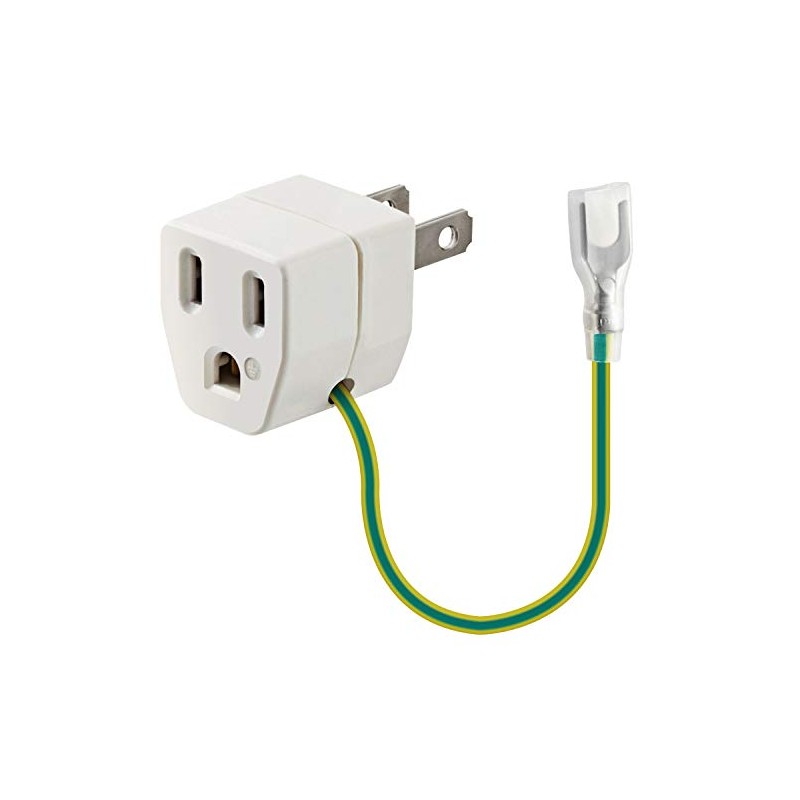 Elecom OA Thunder Adapter White 3-Pin to 2-Pin Grounded Outlet