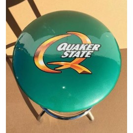 Unbranded Chrome Bar Stool 24" Or 30" Tall Vintage Quaker State Oil Auto Garage Theme Logo - 30"