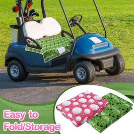 Datanly 2 Pack Golf Cart Seat Covers for Women Universal Golf Cart Seat Towel Blanket with 2 Large Front Pockets & Nonskid Bottom Sport Accessories for Women 2 Person Seats Club Car (Simple)