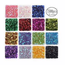 7mm Cup Sequins Boxed 7500PCS Rainbow Loose Sequin Bulk Iridescent Spangles Craft Mixed 15 Color Assorted for DIY Arts Crafts Making by CCINEE