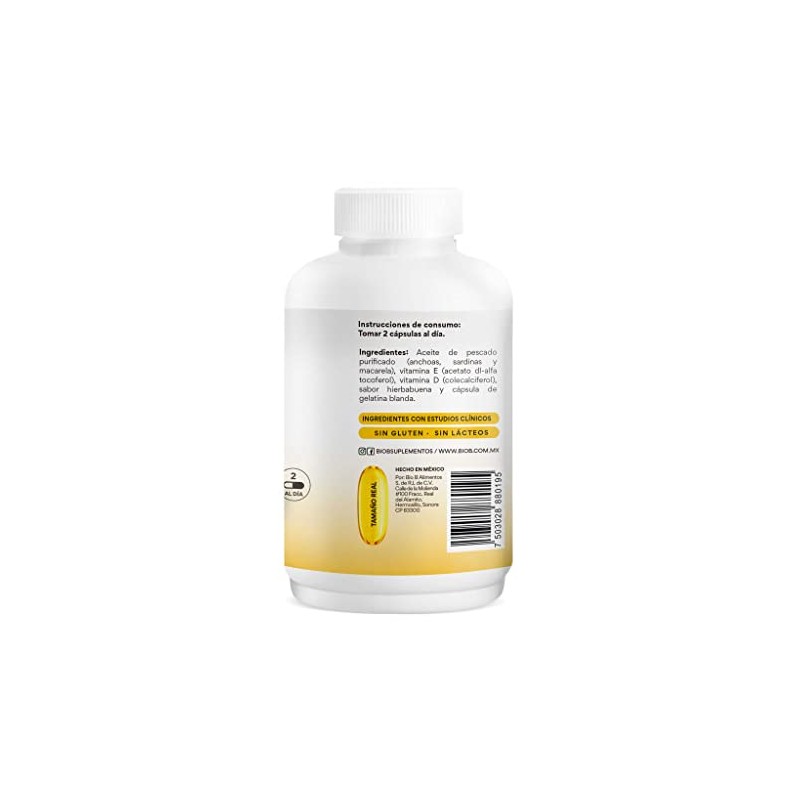 BIO B Omega 873mg EPA+567mg DHA|Sabor Hierbabuena sin eructo pescado|120Cáp