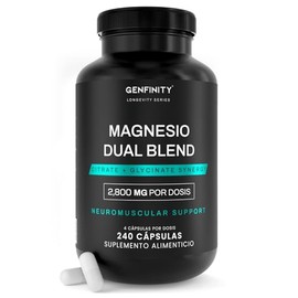 Magnesio Dual Blend Longevity Series | 700 mg por Cápsula | 240 Cápsulas | Citrato + Bisglicinato Pureza ≥98% Grado Clínico | Suplemento Alimenticio
