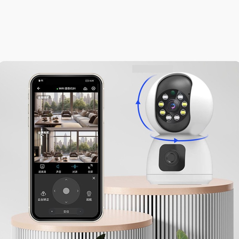 Dual Lens Security Camera Wireless 1080P 2 Way Talk Baby