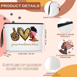 4 Bolsas de Maquillaje de Mujer Negra Bolsa de Maquillaje Americana de Mujer Africana Bolsa de Cosméticos Linda de Lona Neceser de Viaje con Cremallera Organizador Multiusos Reutilizable para Mujer