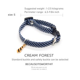 Small Cat and Dog Collar with Tie Decorative,Cat and Dog ID & Name Tag Breakaway Collar for Kittens and Small Pets (Blue, S)