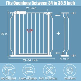 flower frail Extra Wide Baby Gate 34-38.5 Inch Wide with Pressure Mounted Extention Kit Walk Through Pet Gate Safety Child Gate for Stairs Doorways Kitchen Living Room
