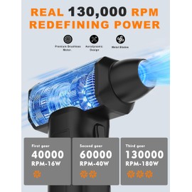Fanovae Electric Air Duster: 150,000 RPM Super Power Cordless Air Duster, Rechargeable Brushless Motor Durable Blower, 3-Gear Adjustable Dust Blower for Computer, Keyboard, Outdoor, House and Car W15