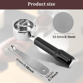 54mm Bottomless Portafilter with Puck Screen, 3 Ears Espresso Handle Compatible with Breville Espresso Machines, 304 Stainless Steel Filter Basket Coffee Machine Accessories