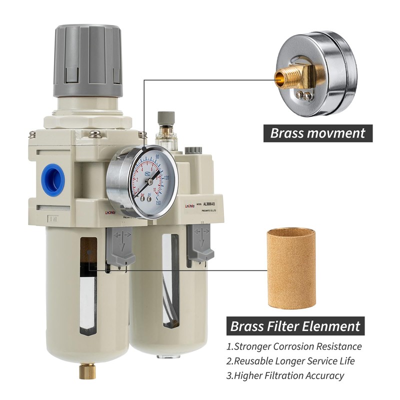 Air Compressor Filter Regulator Lubricator (FRL) Unit,Air Pressure Regulator with