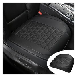 GLSOWEE Leather Car Seat Cover, Auto Front Bottom Seat Cover Luxury Car Seat Protector Anti-Slip Waterproof Cushion Cover with Storage Pocket, for Most Cars, Trucks, SUVs (Black)