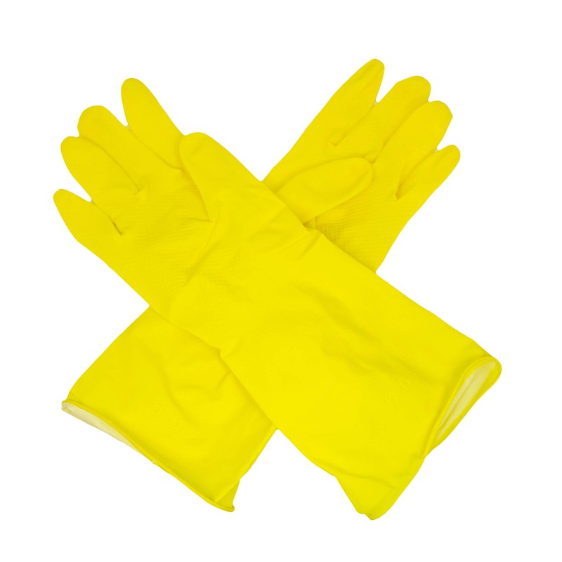 Romed Household Gloves Yellow 100% Natural Latex (Size: L, 12