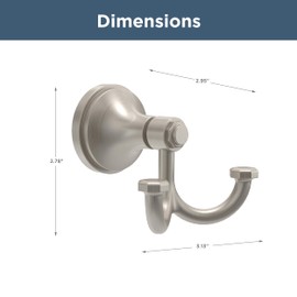 FRANKLIN BRASS Woodruff (1-Pack) Towel Hooks Satin Nickel Double Bathroom J Hooks Wall Mounted for Robes & Towels Hand Towel Hook Holder Kitchen, Bathroom Accessories WDRF35-SN