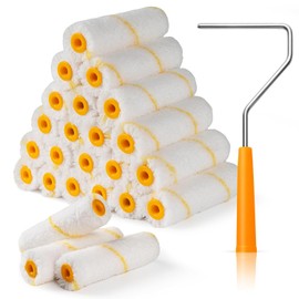 Mister Rui 24 Pieces 4-Inch Paint Roller Covers - 9mm Nap Microfiber Rollers for Walls, Cabinets, Trim, Compatible with All Paints and Stains, Reusable and Easy to Clean