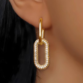 choice of all Gold Chain Link Earrings for Women Paperclip Earrings Gold Earrings for Women Trendy Paperclip Square Chain Link Dangle Hoops Earrings Jewelry Present