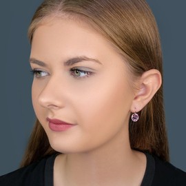 Nobel Silver Earrings Crystals Women's Earrings with Rattle Clasp, Silver, Crystal