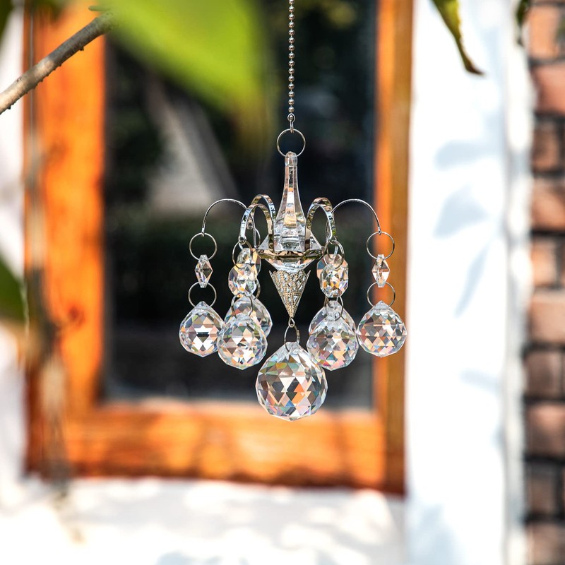 H&D HYALINE & DORA Crystal Wind Chime Shaped Rainbow Suncatcher,Hanging