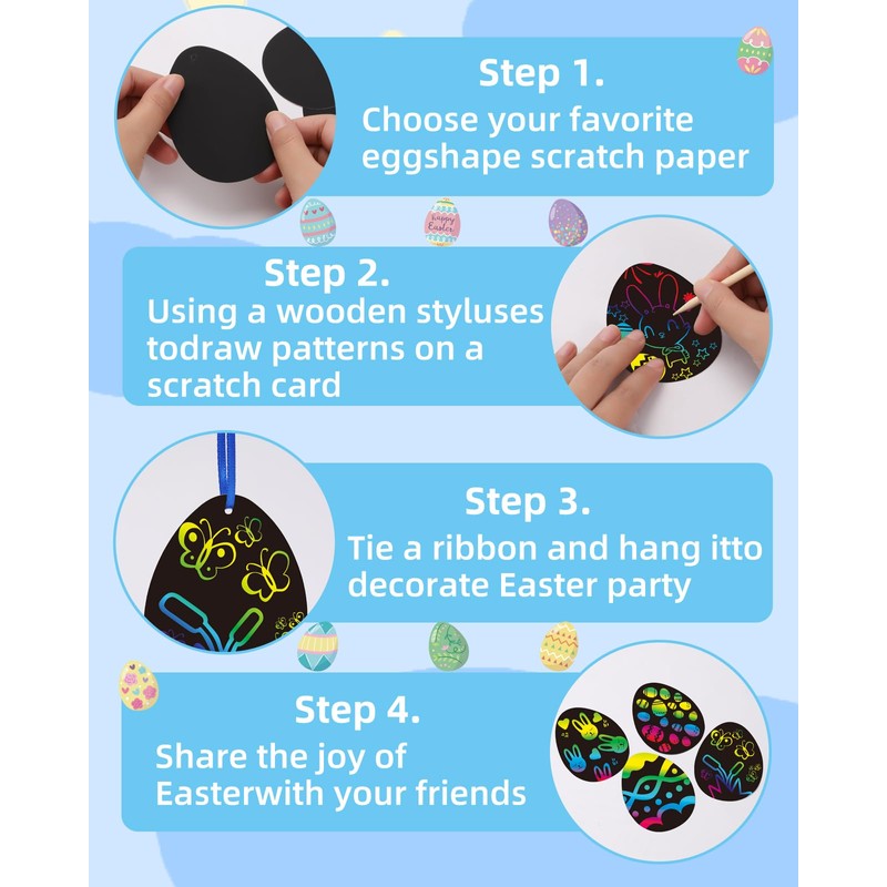 Easter Scratch Art Egg Decorations Papers 30 Pcs - Easter