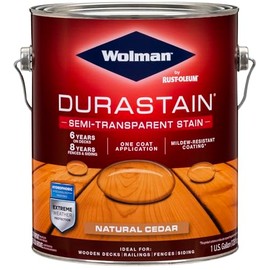 Wolman 288078 DuraStain Water-Based Semi-Transparent Exterior Wood Stain, Gallon, Natural Cedar